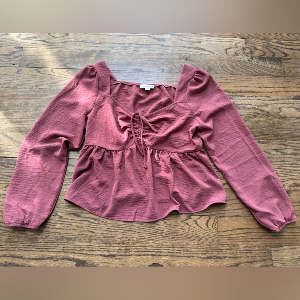 The General Good Dusty Rose Peplum Blouse Medium